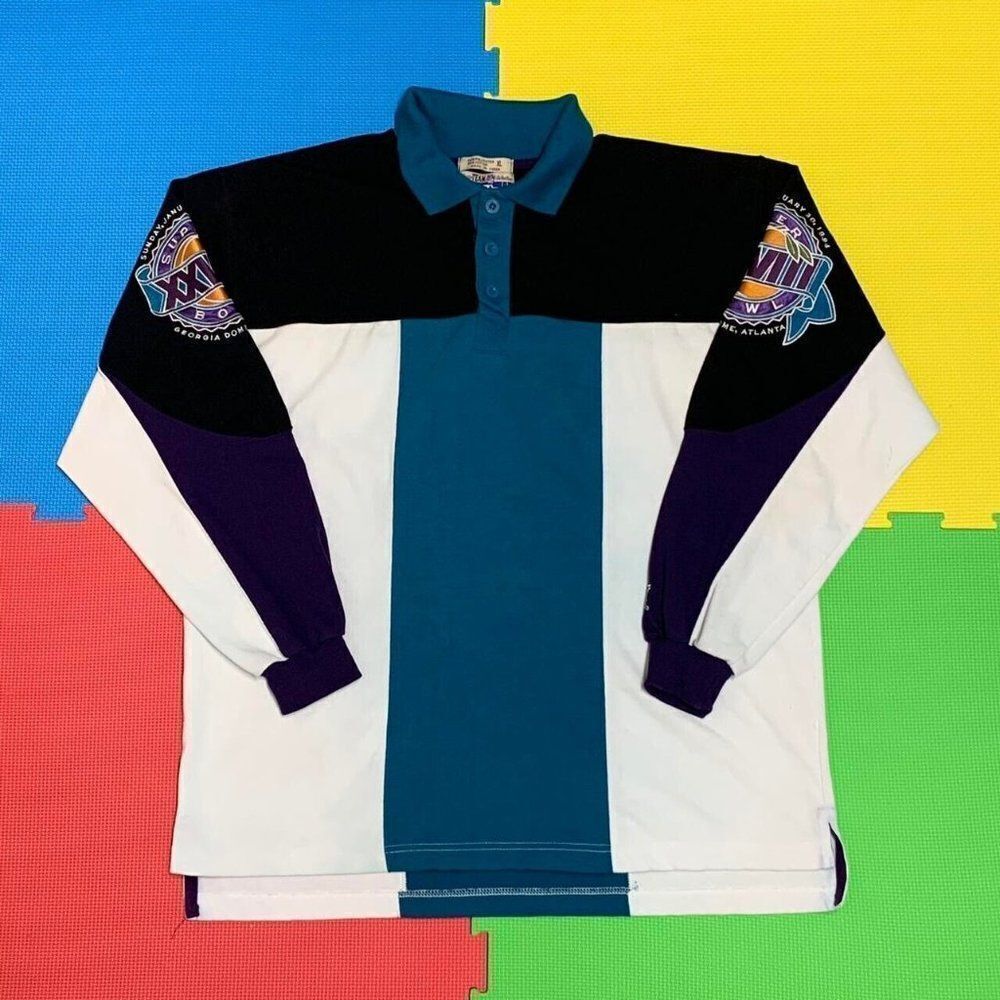 Vintage 90's Starter Long Sleeve Pullover Super Bowl 28 Atlanta Size XL